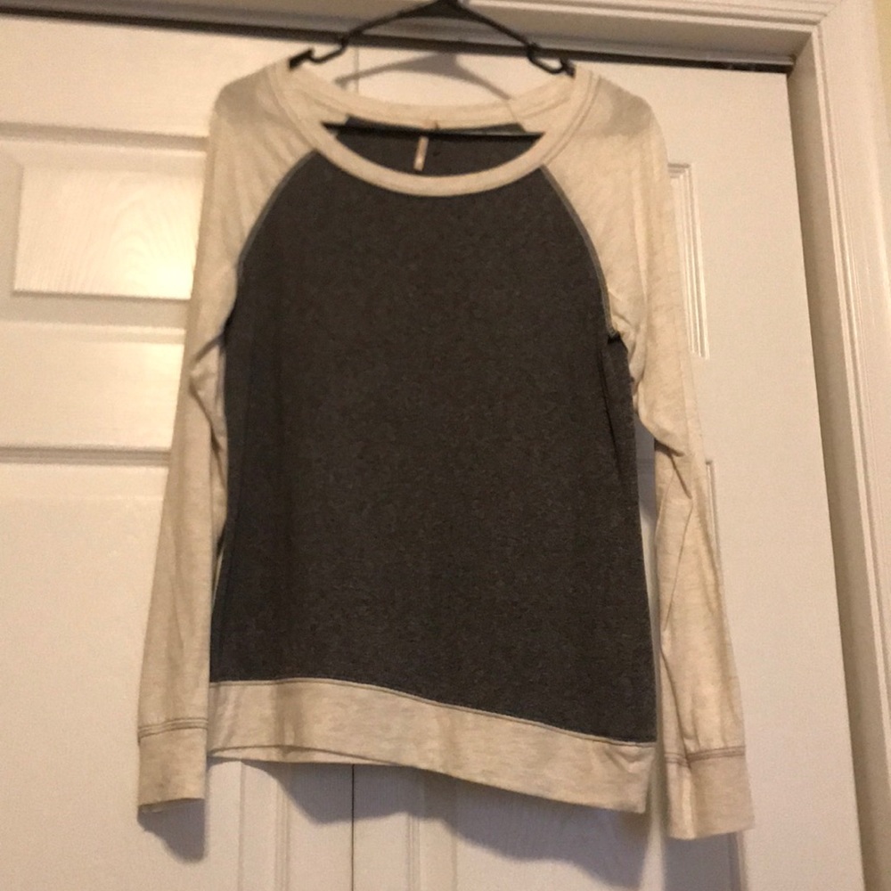 Gray and White Long Sleeve Shirt